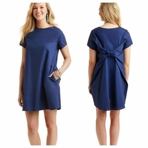 Vineyard Vines Navy Short Sleeve Bow Back Dress